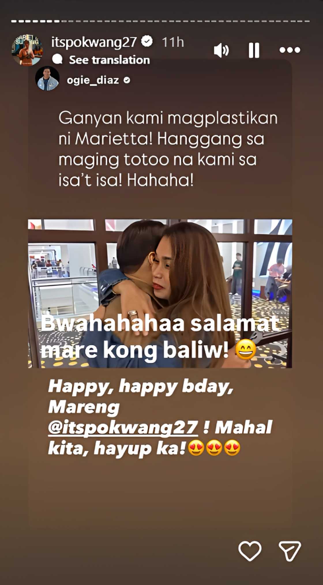Ogie Diaz at Pokwang, may kwelang palitan ng mensahe sa birthday ng aktres Ogie Diaz at Pokwang, may kwelang palitan ng mensahe sa birthday ng aktres