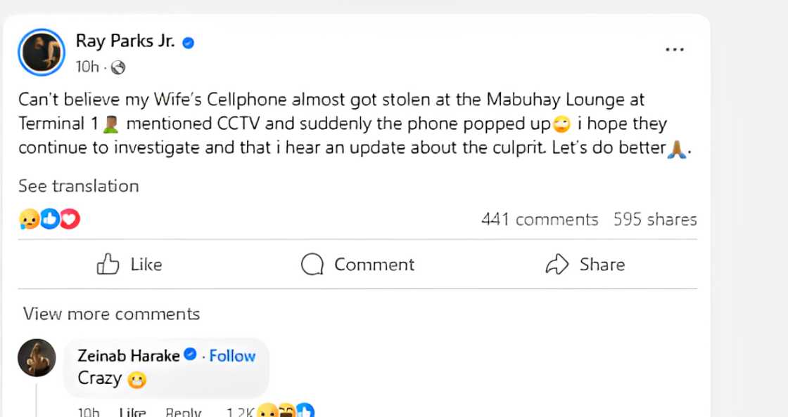 Ray Parks, dismayado matapos muntik manakawan si Zeinab Harake sa airport lounge Ray Parks, dismayado matapos muntik manakawan si Zeinab Harake sa airport lounge