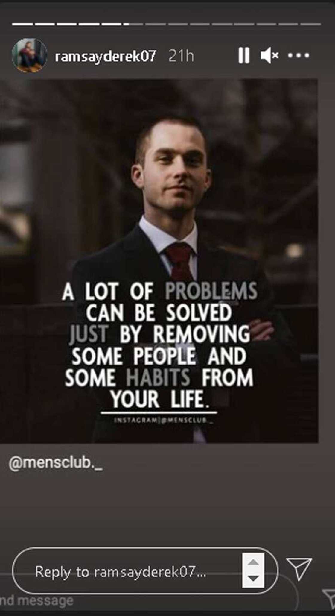 Derek Ramsay posts about removing some people from one's life to solve problems Derek Ramsay posts about removing some people from one's life to solve problems