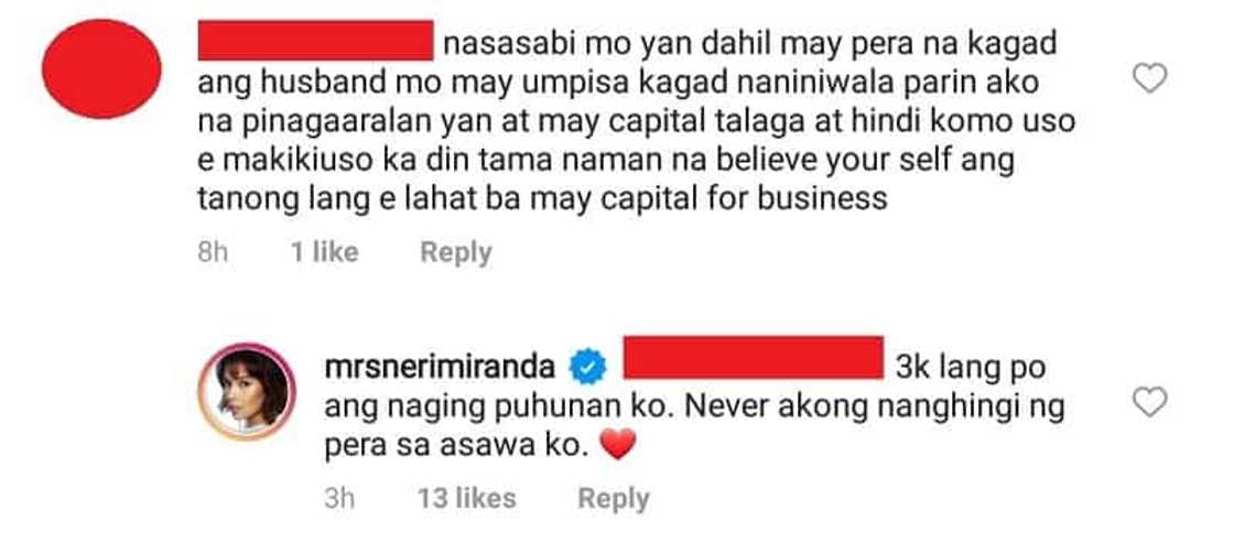 Neri Miranda denies claim that she got capital for business from her husband Neri Miranda denies claim that she got capital for business from her husband