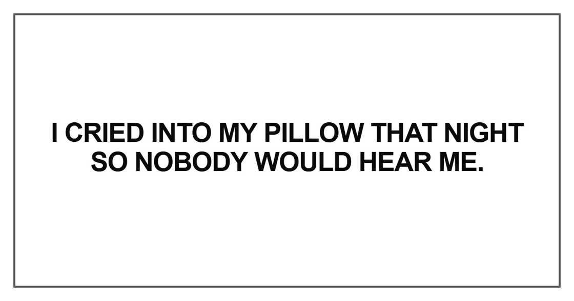 I cried into my pillow that night I cried into my pillow that night