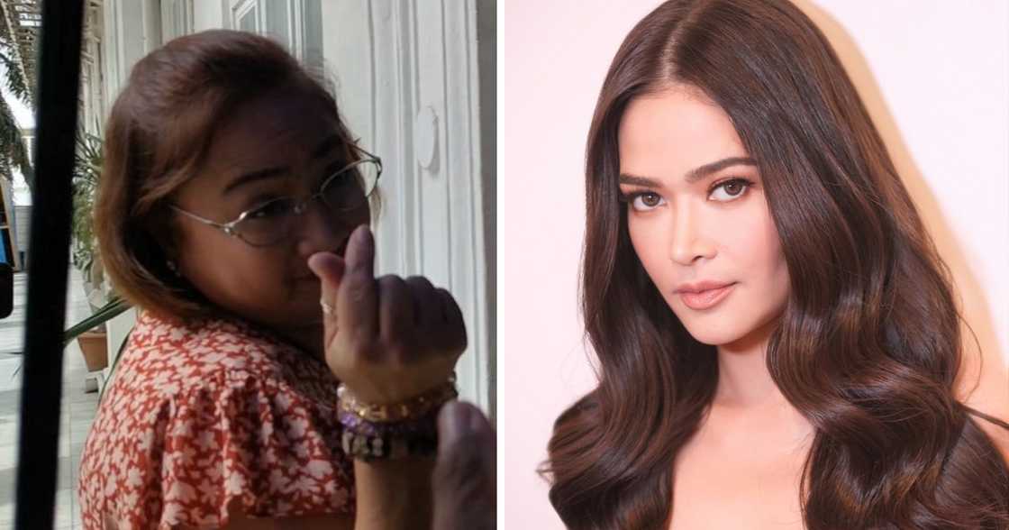 Bela Padilla reacts to Sarah Discaya’s finger heart gesture at DOJ