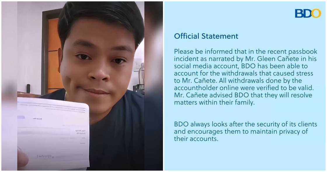 Lalaking nawalan ng P345k, humingi ng paumanhin sa BDO: "Pasensya na po kayo"