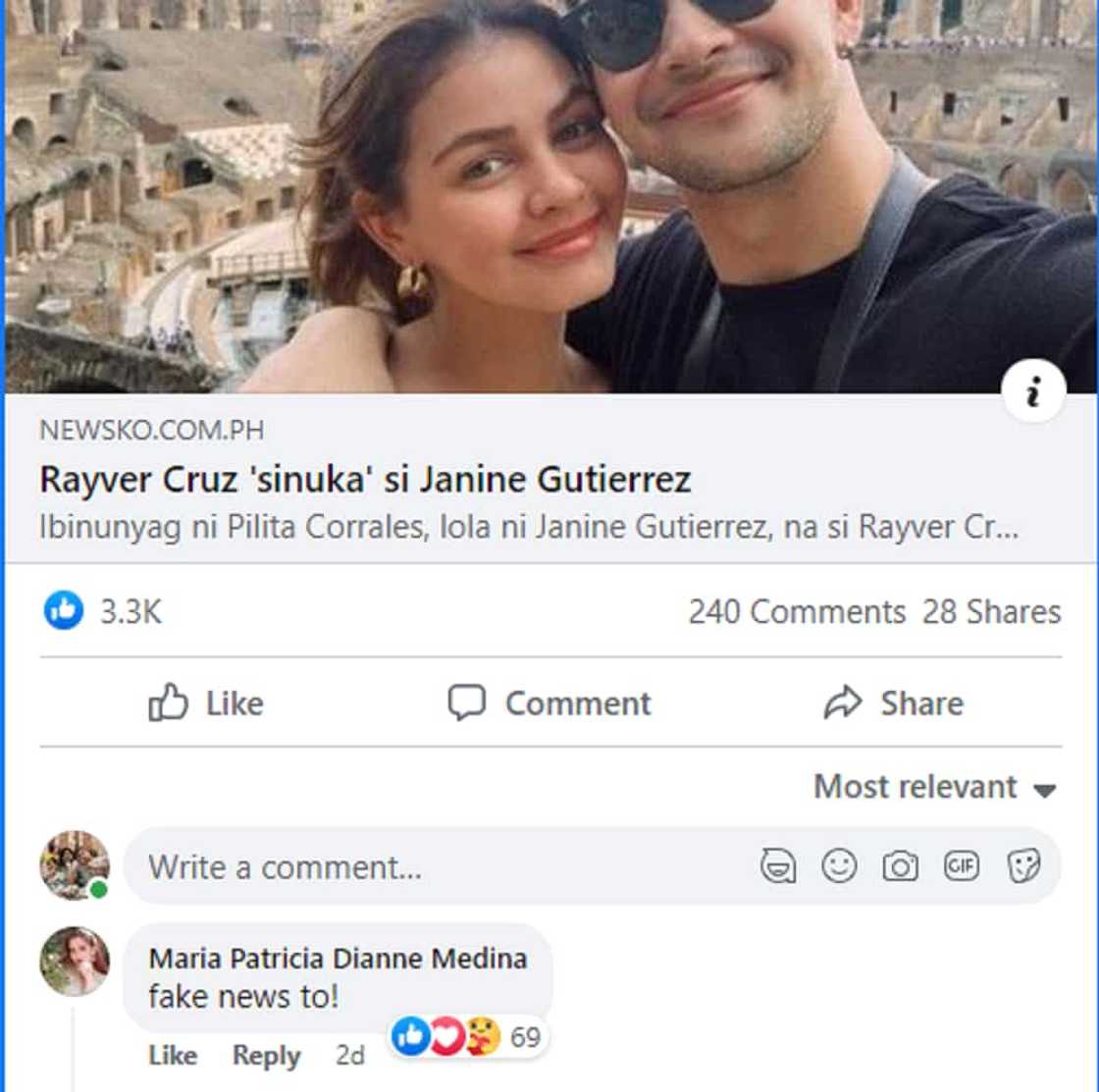 Dianne Medina, pinabulaanang si Rayver Cruz ang nakipag-break kay Janine Gutierrez: "fake news 'to" Dianne Medina, pinabulaanang si Rayver Cruz ang nakipag-break kay Janine Gutierrez: "fake news 'to"