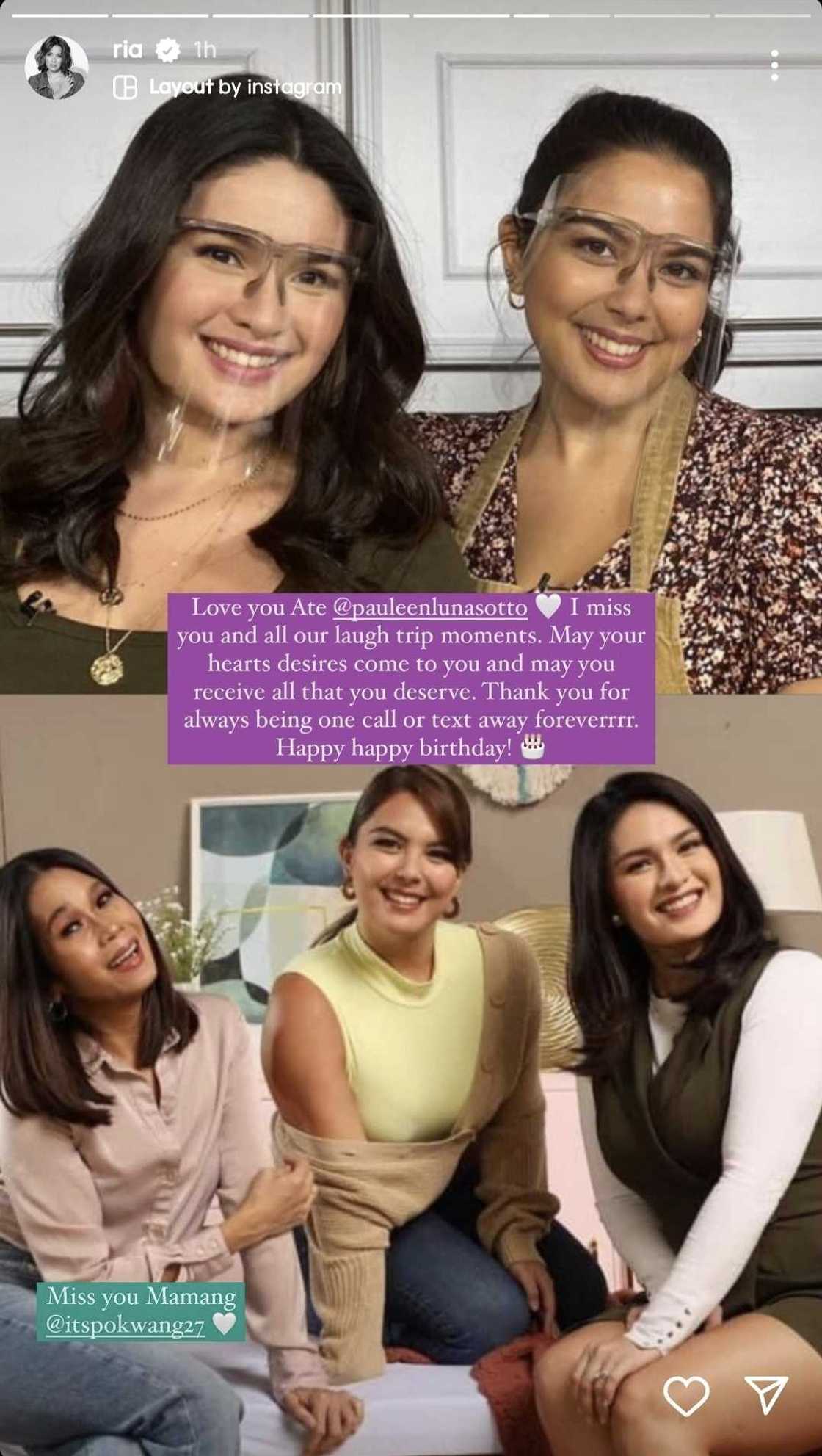Ria Atayde pens a sweet birthday greeting for her 'Ate' Pauleen Luna Ria Atayde pens a sweet birthday greeting for her 'Ate' Pauleen Luna