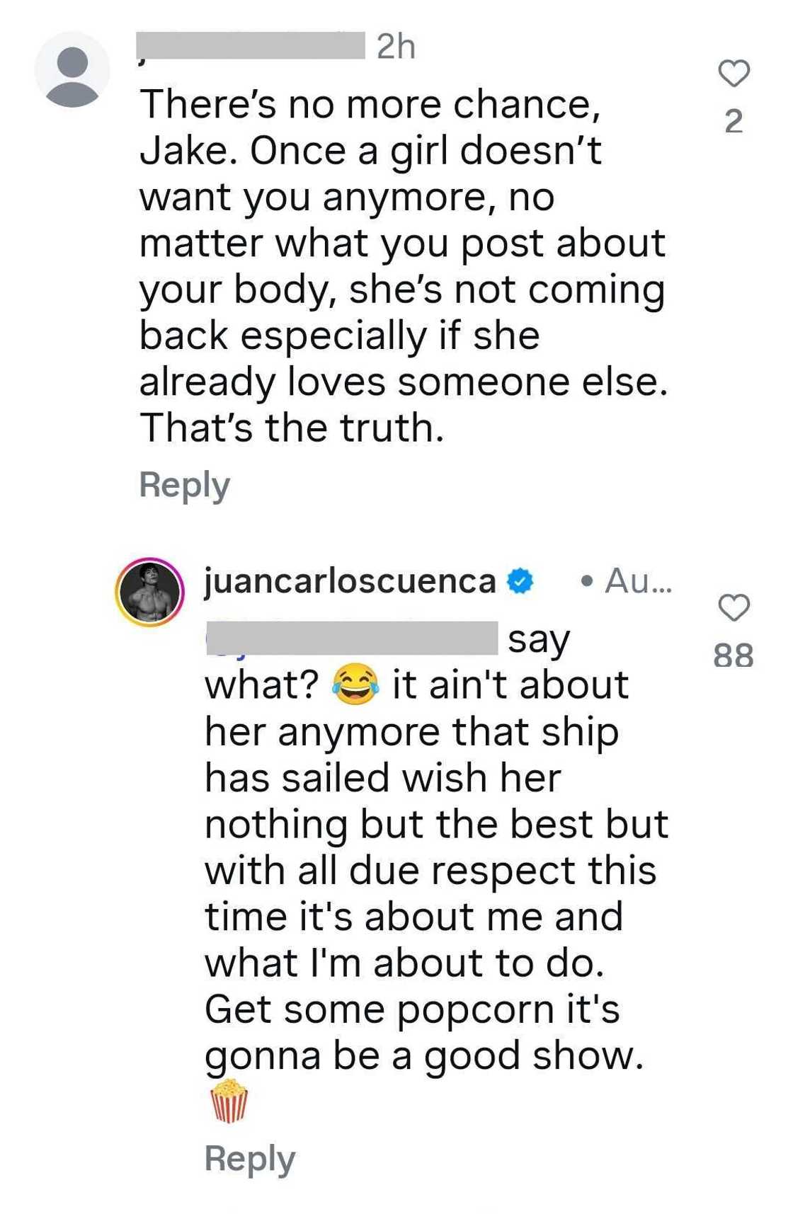 Jake Cuenca reacts to comment linking his post to past relationship: “It ain't about her anymore” Jake Cuenca reacts to comment linking his post to past relationship: “It ain't about her anymore”