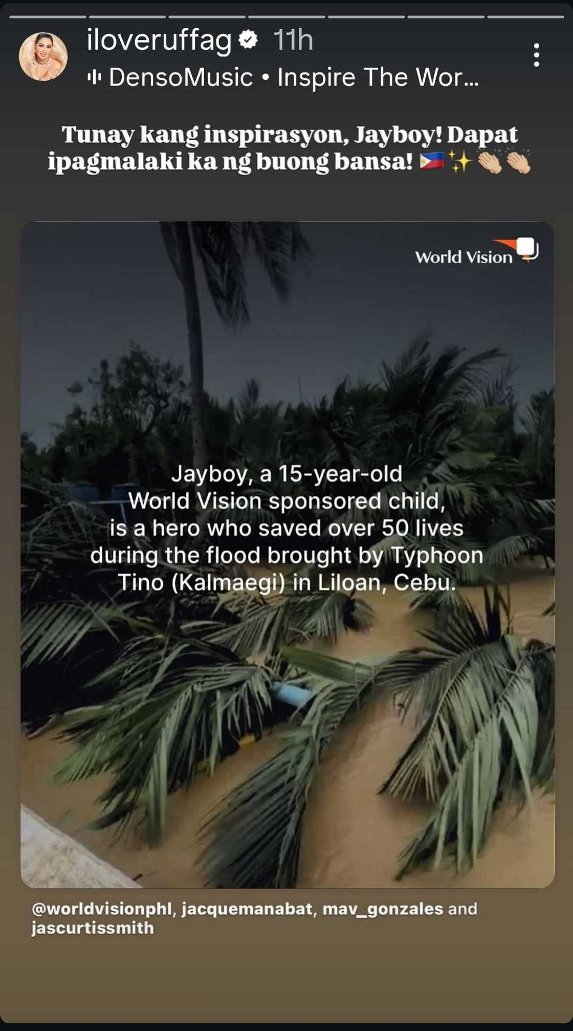 Ruffa Gutierrez honors Jayboy Magdadaro, 15, who saved over 50 lives during Typhoon Tino in Cebu Ruffa Gutierrez honors Jayboy Magdadaro, 15, who saved over 50 lives during Typhoon Tino in Cebu