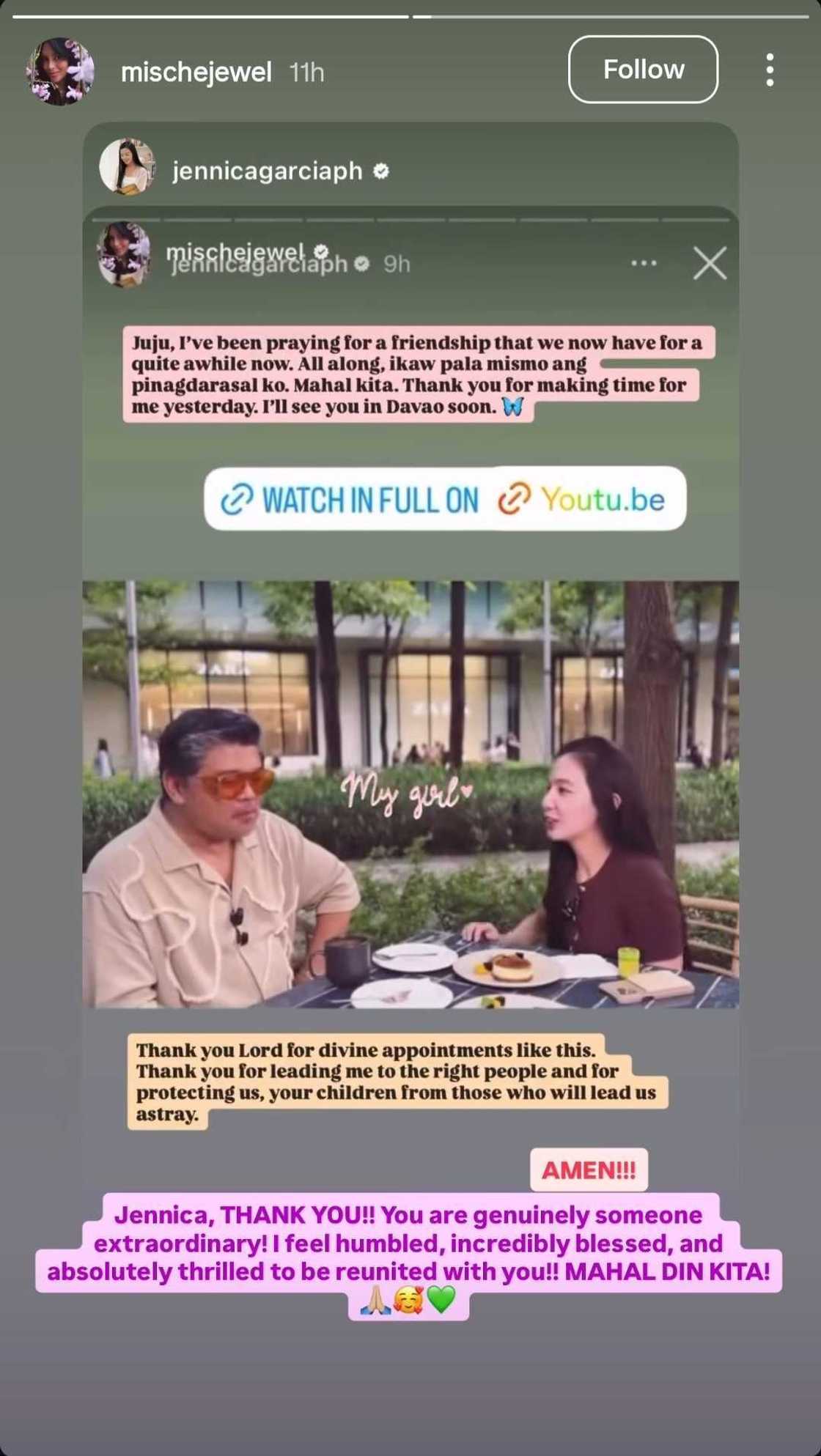 Jewel Mische responds to Jennica Garcia's message: "I feel humbled" Jewel Mische responds to Jennica Garcia's message: "I feel humbled"