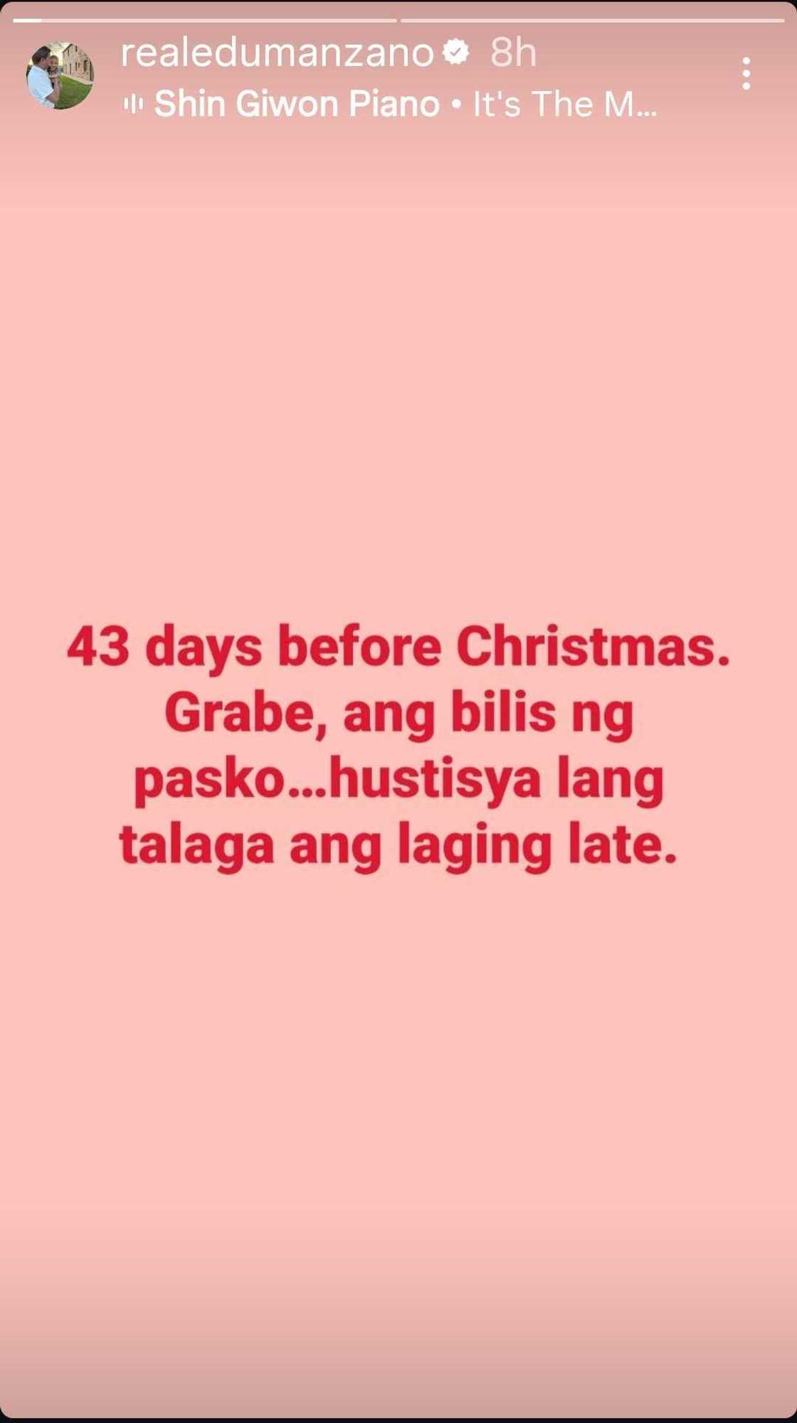 Edu Manzano on fast-approaching Christmas: “Hustisya lang talaga ang laging late”