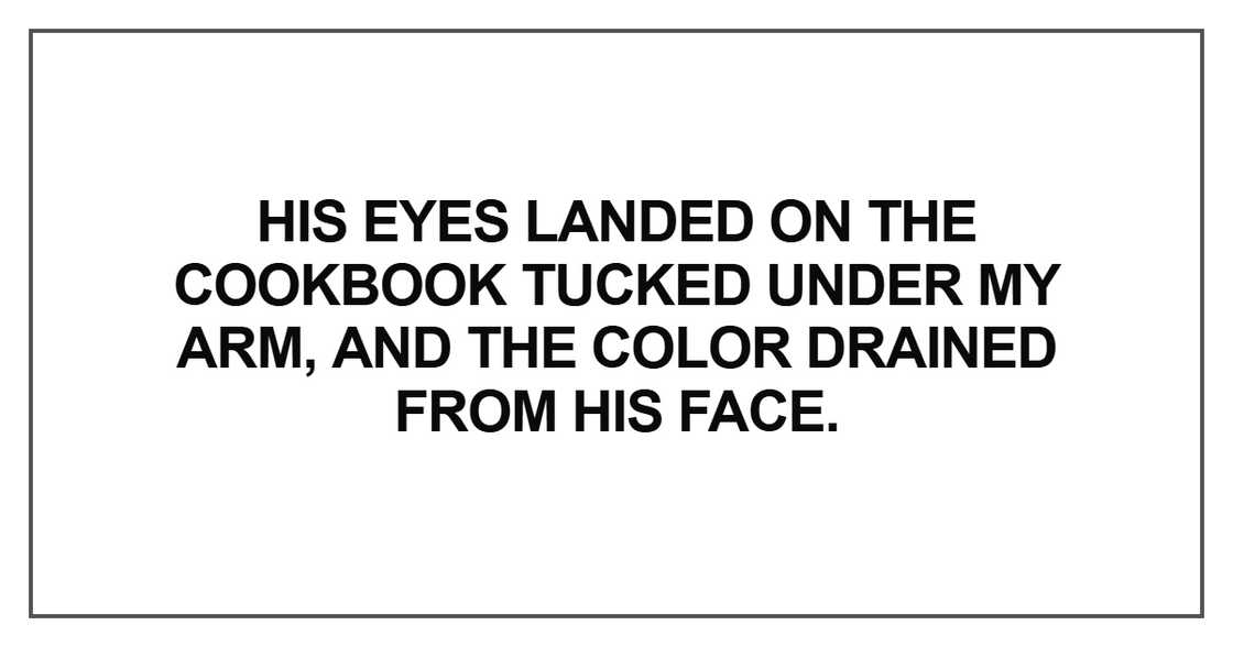 His eyes landed on the cookbook