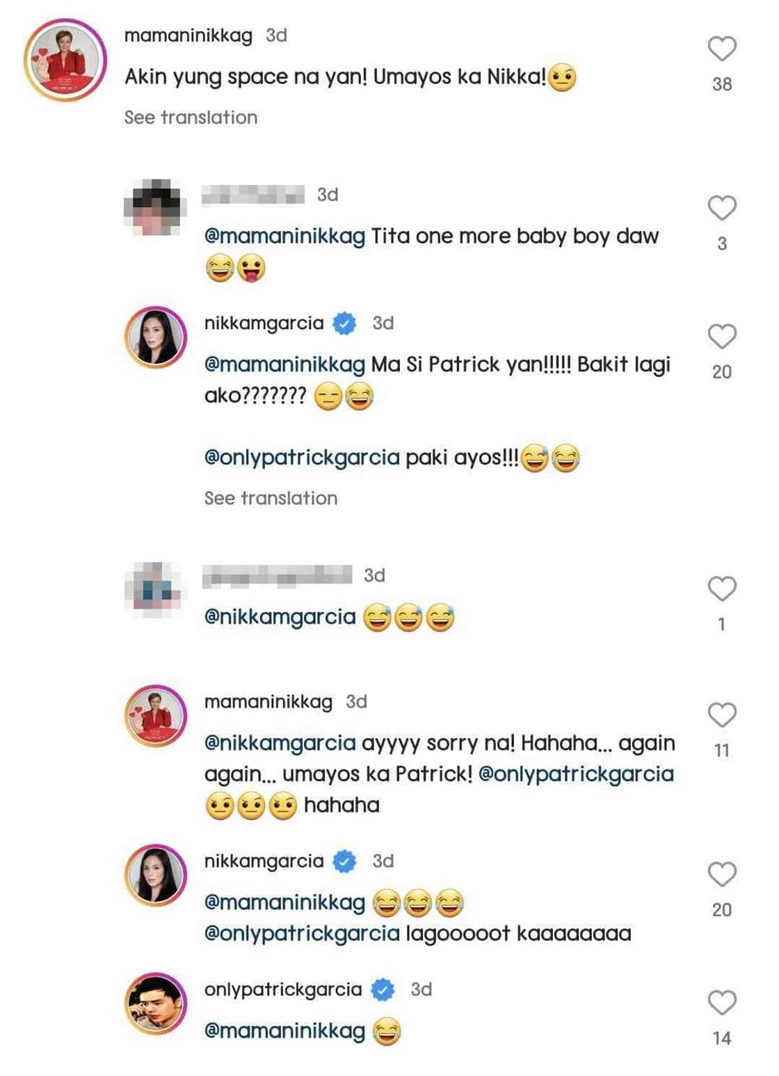 Palitan nina Patrick Garcia at ng kanyang biyenan tungkol sa family photo, viral