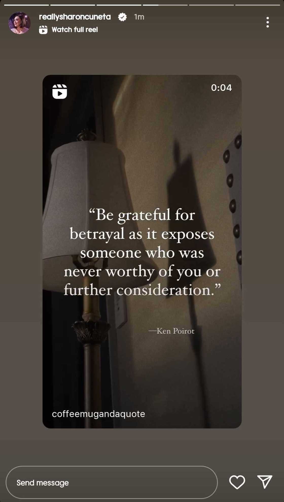 Sharon Cuneta shares a quote card about being grateful for betrayal Sharon Cuneta shares a quote card about being grateful for betrayal