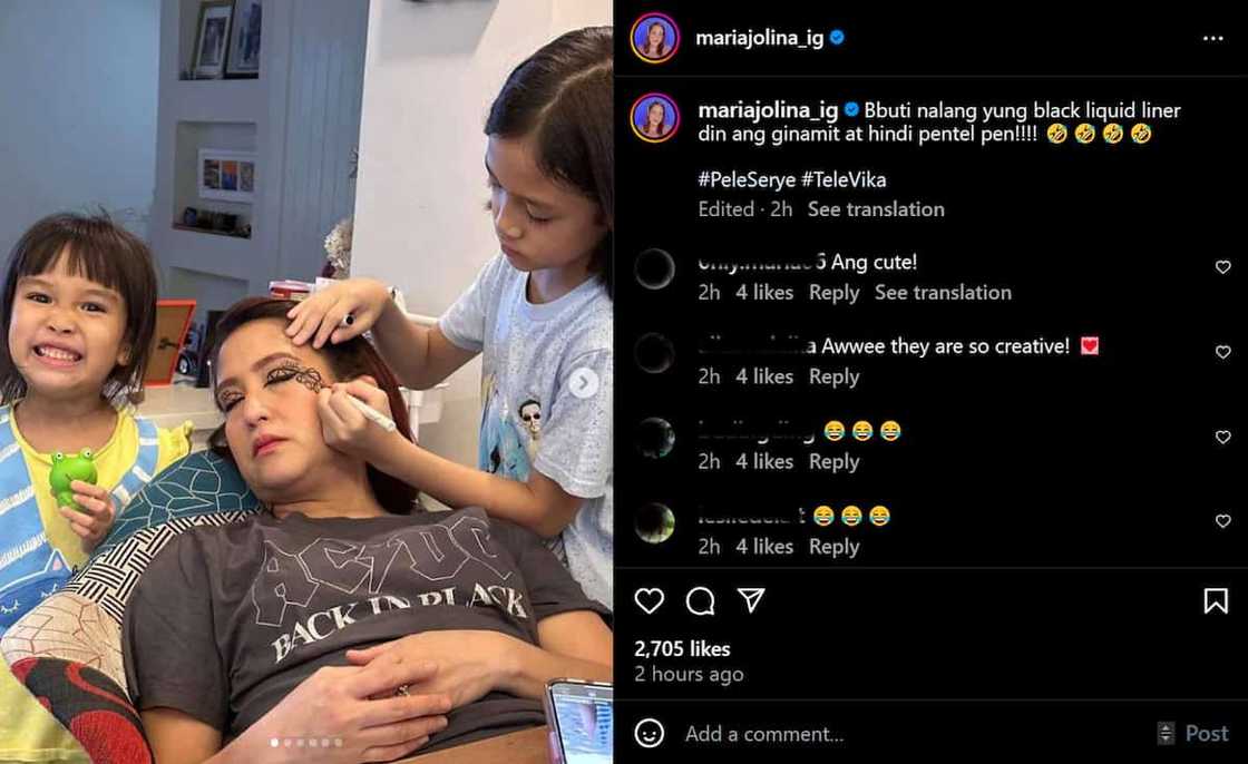 Jolina Magdangal, ginawang “artwork” ng kanyang mga anak: “Buti black liquid liner din ang ginamit” Jolina Magdangal, ginawang “artwork” ng kanyang mga anak: “Buti black liquid liner din ang ginamit”