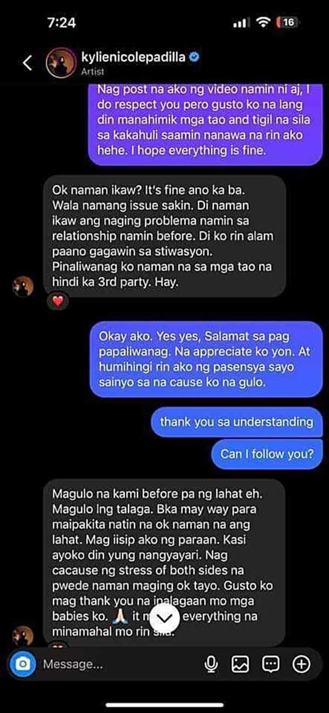 AJ Raval, inilabas ang screenshot ng umano'y pag-uusap nila ni Kylie Padilla AJ Raval, inilabas ang screenshot ng umano'y pag-uusap nila ni Kylie Padilla