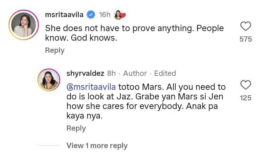Rita Avila, may makabuluhang comment sa post ni Shyr Valdez tungkol kay Jennylyn Mercado Rita Avila, may makabuluhang comment sa post ni Shyr Valdez tungkol kay Jennylyn Mercado