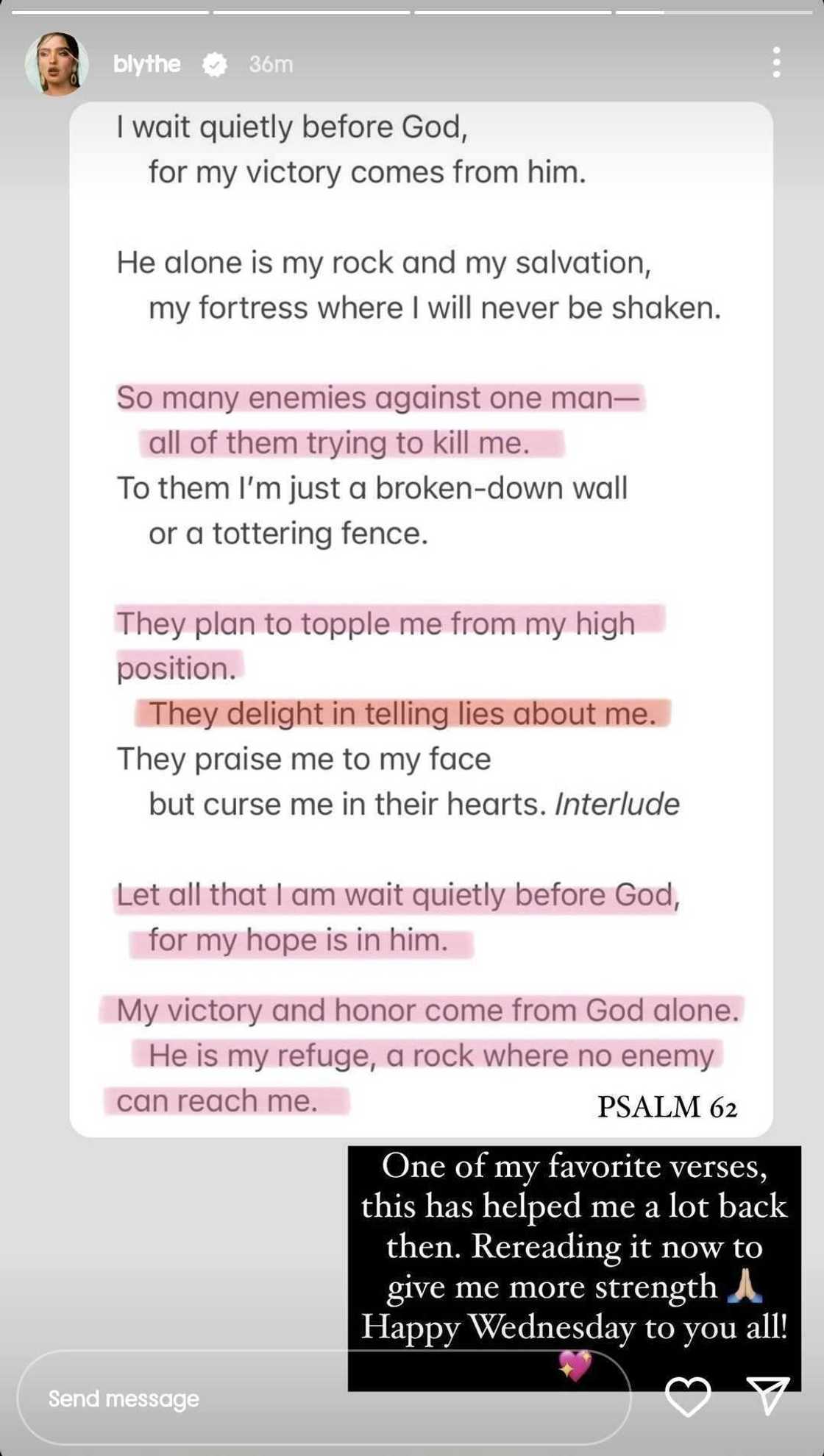 Andrea Brillantes posts a Bible verse: "So many enemies against one man" Andrea Brillantes posts a Bible verse: "So many enemies against one man"