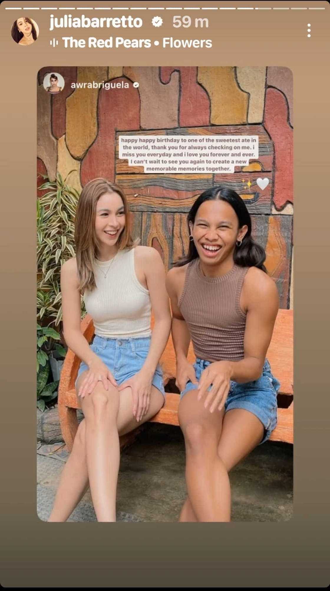 Awra Briguela pens sweet birthday message for Julia Barretto Awra Briguela pens sweet birthday message for Julia Barretto