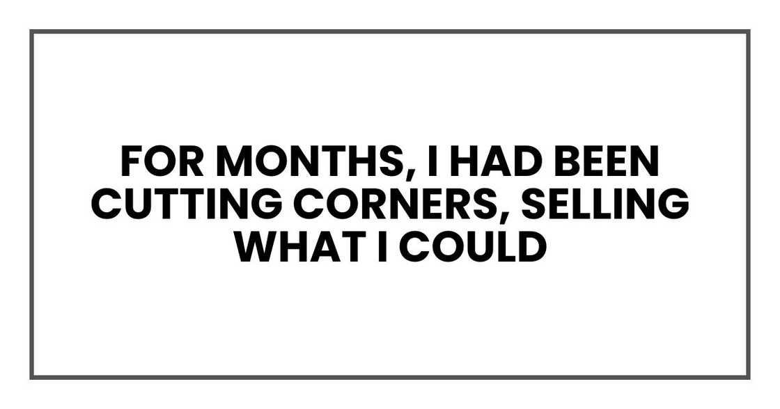 for months, I had been cutting corners, selling what I could