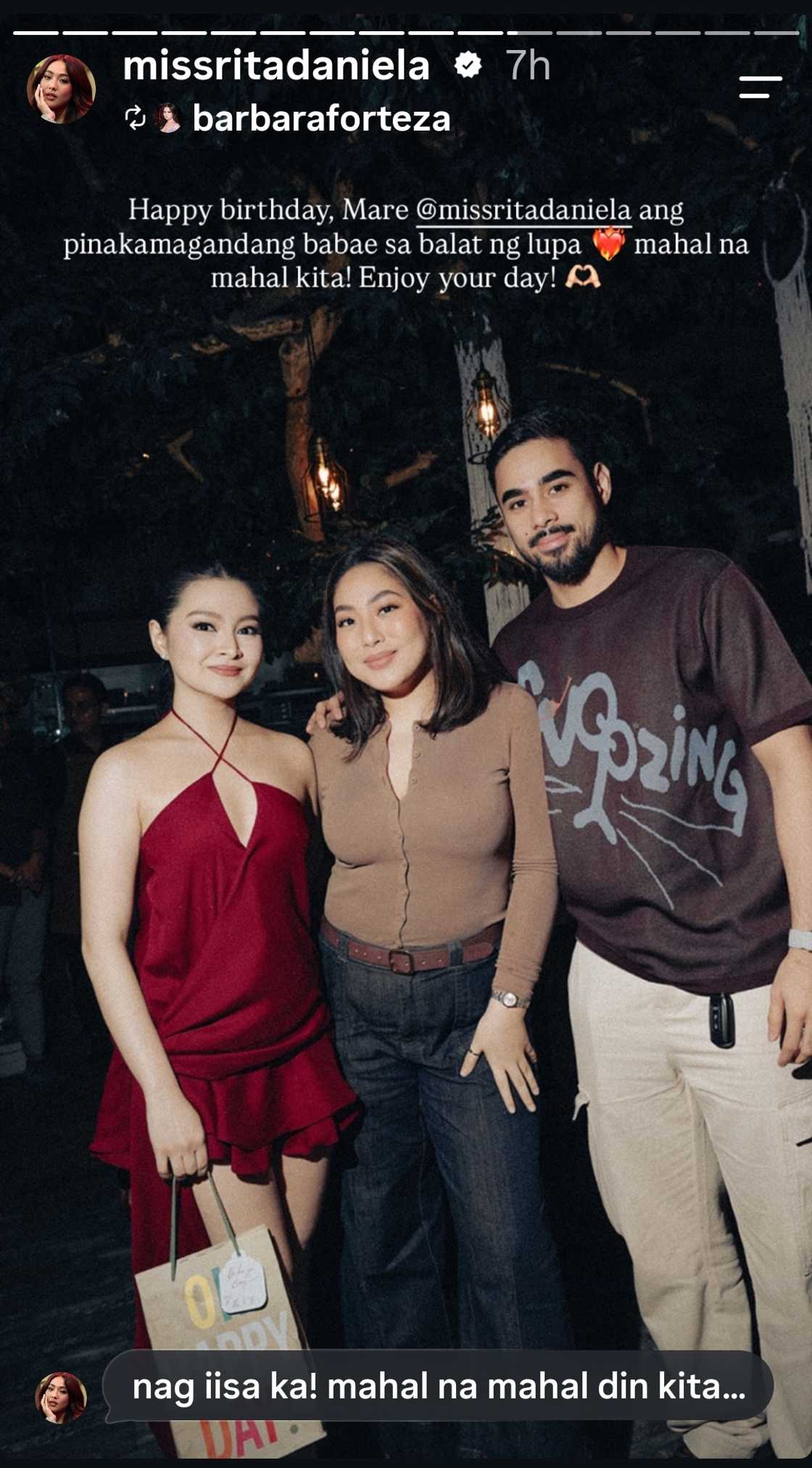Barbie Forteza, todo puri kay Rita Daniela sa kaarawan nito