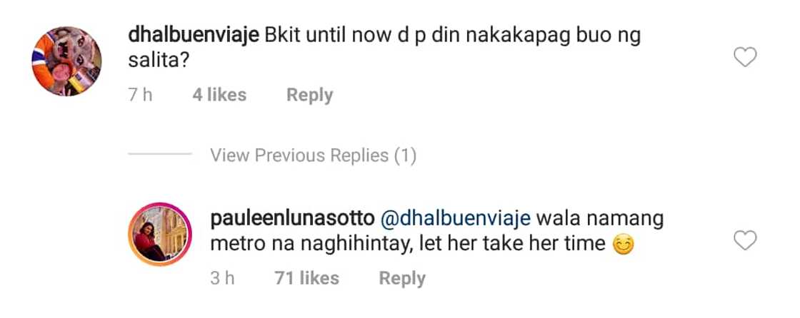 Pauleen Luna answers a netizen questioning Baby Tali's speech development Pauleen Luna answers a netizen questioning Baby Tali's speech development