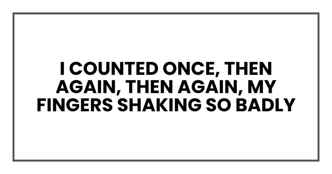 I counted once, then again, then again, my fingers shaking so badly