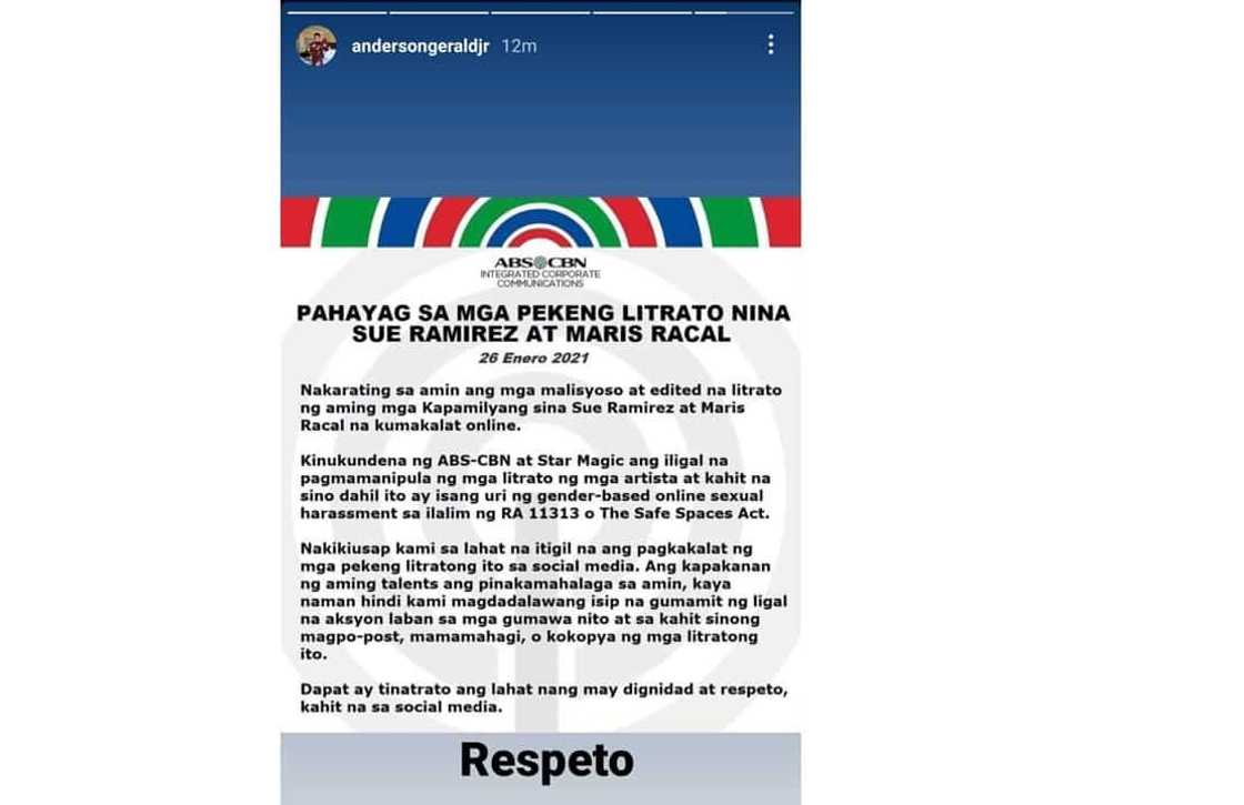 Gerald Anderson calls for ‘respect’ in support of Sue Ramirez & Maris Racal Gerald Anderson calls for ‘respect’ in support of Sue Ramirez & Maris Racal