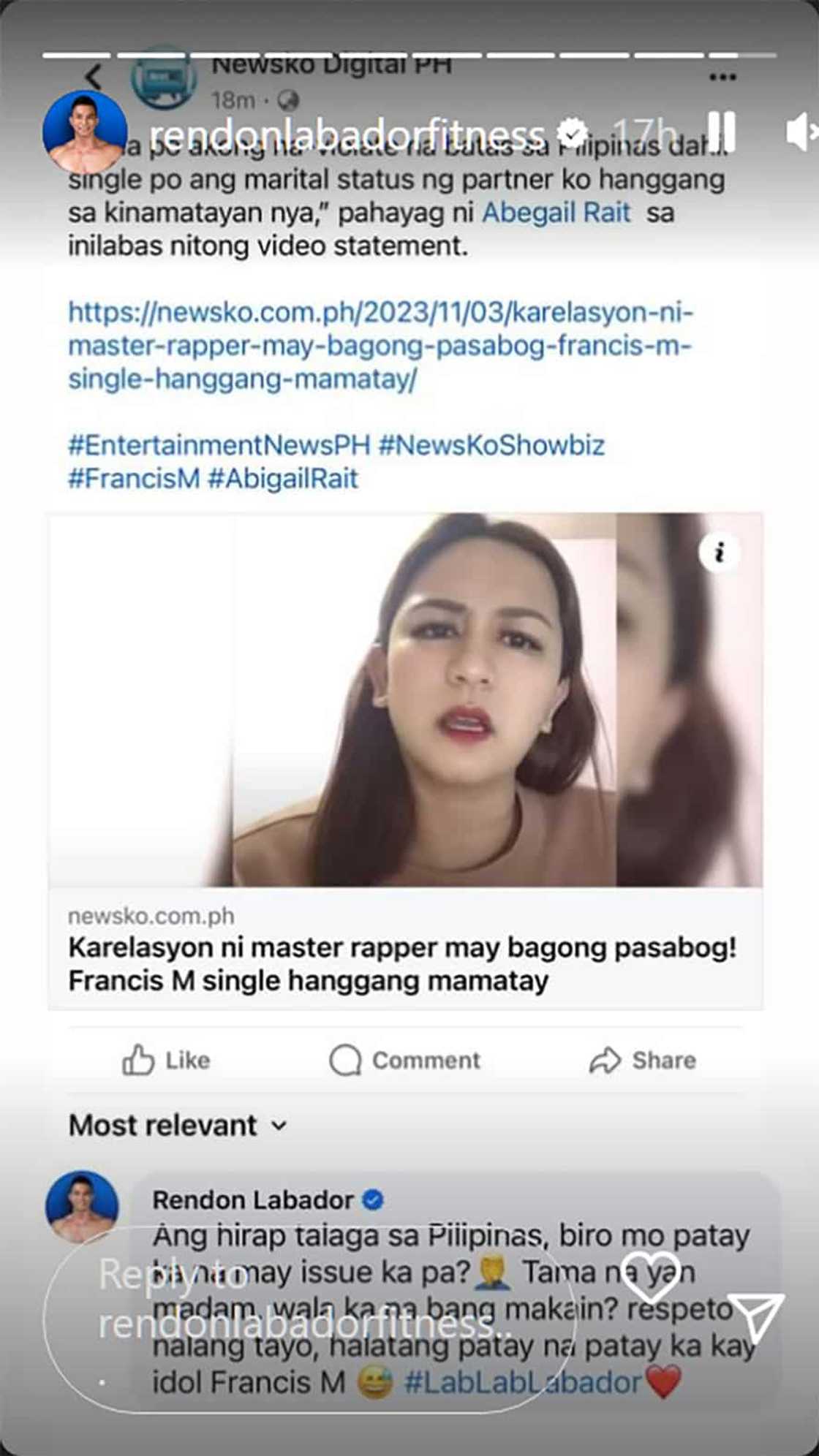 Rendon Labador sa pahayag ni Abegail Rait: “Tama na yan madam, wala ka na bang makain?” Rendon Labador sa pahayag ni Abegail Rait: “Tama na yan madam, wala ka na bang makain?”