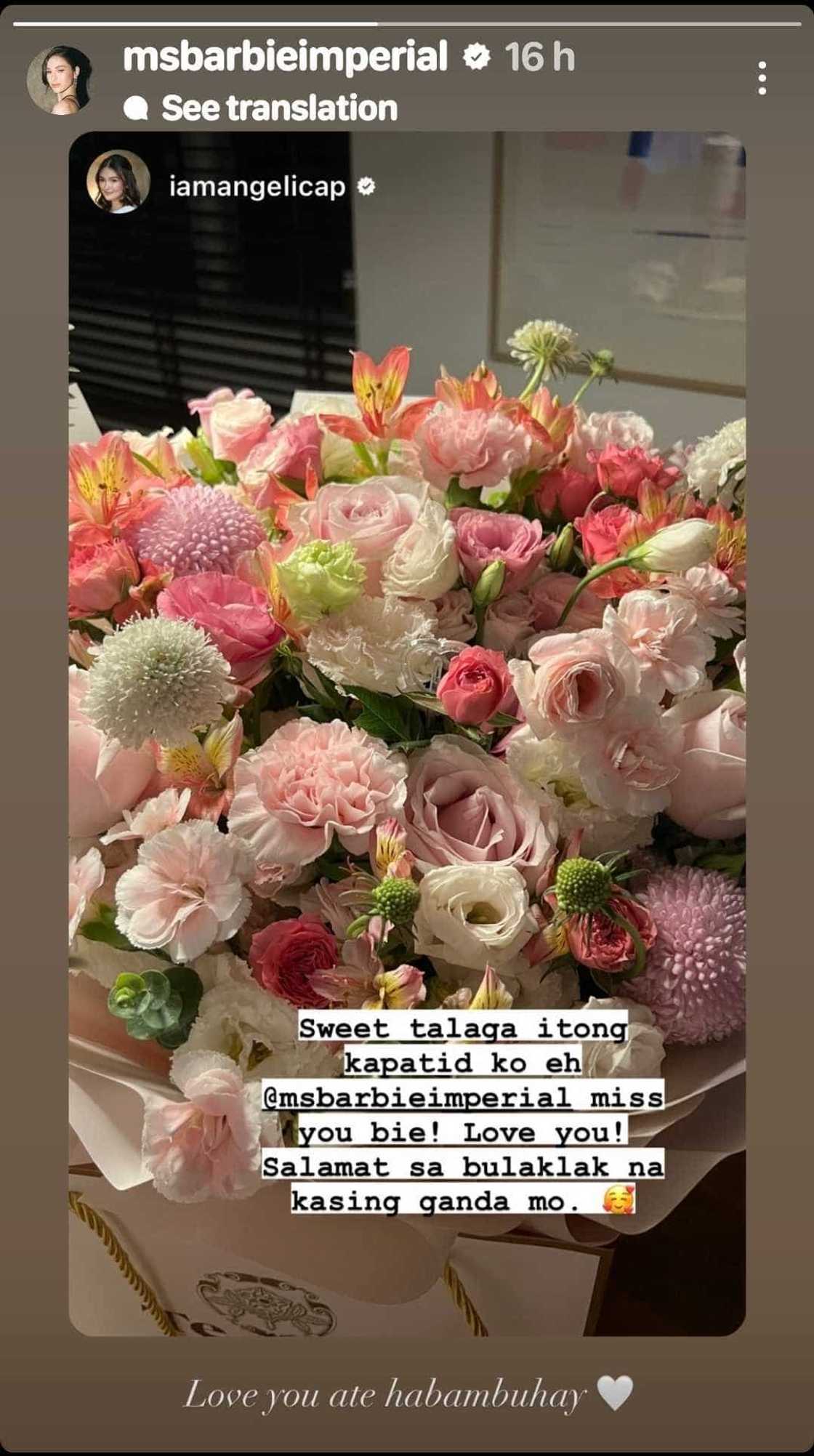 Angelica Panganiban, sweet na nagpasalamat kay Barbie Imperial na pinadalhan siya ng flowers Angelica Panganiban, sweet na nagpasalamat kay Barbie Imperial na pinadalhan siya ng flowers