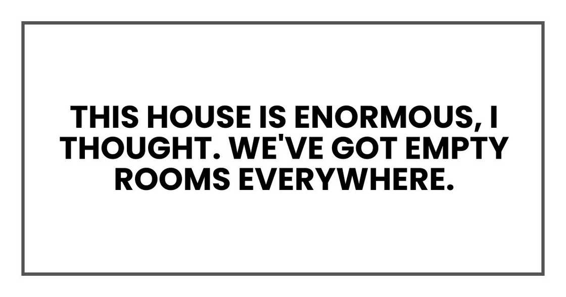 This house is enormous, I thought. We've got empty rooms everywhere.