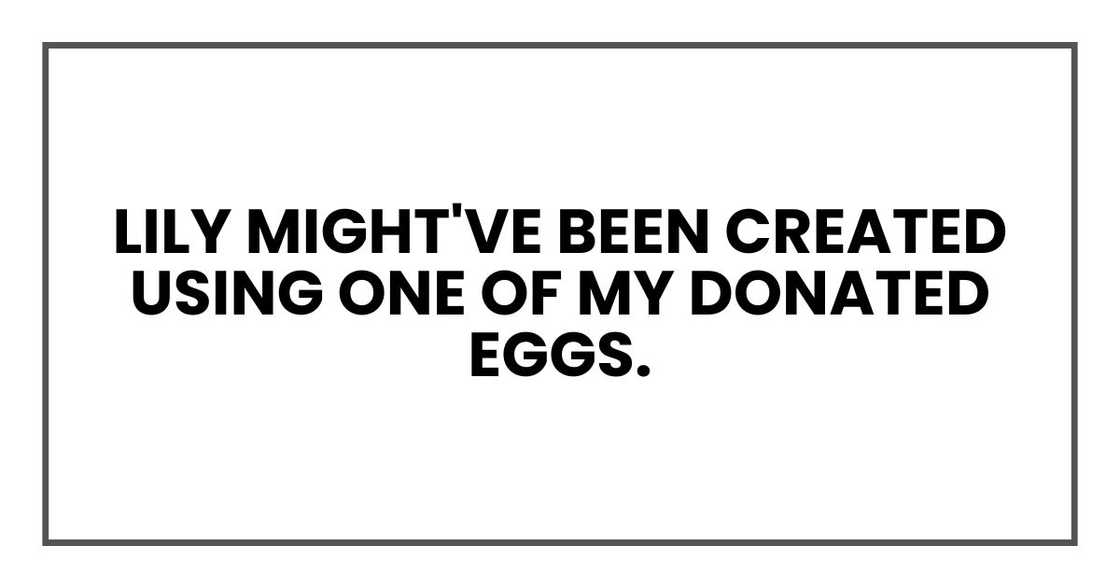 Lily might've been created using one of my donated eggs.