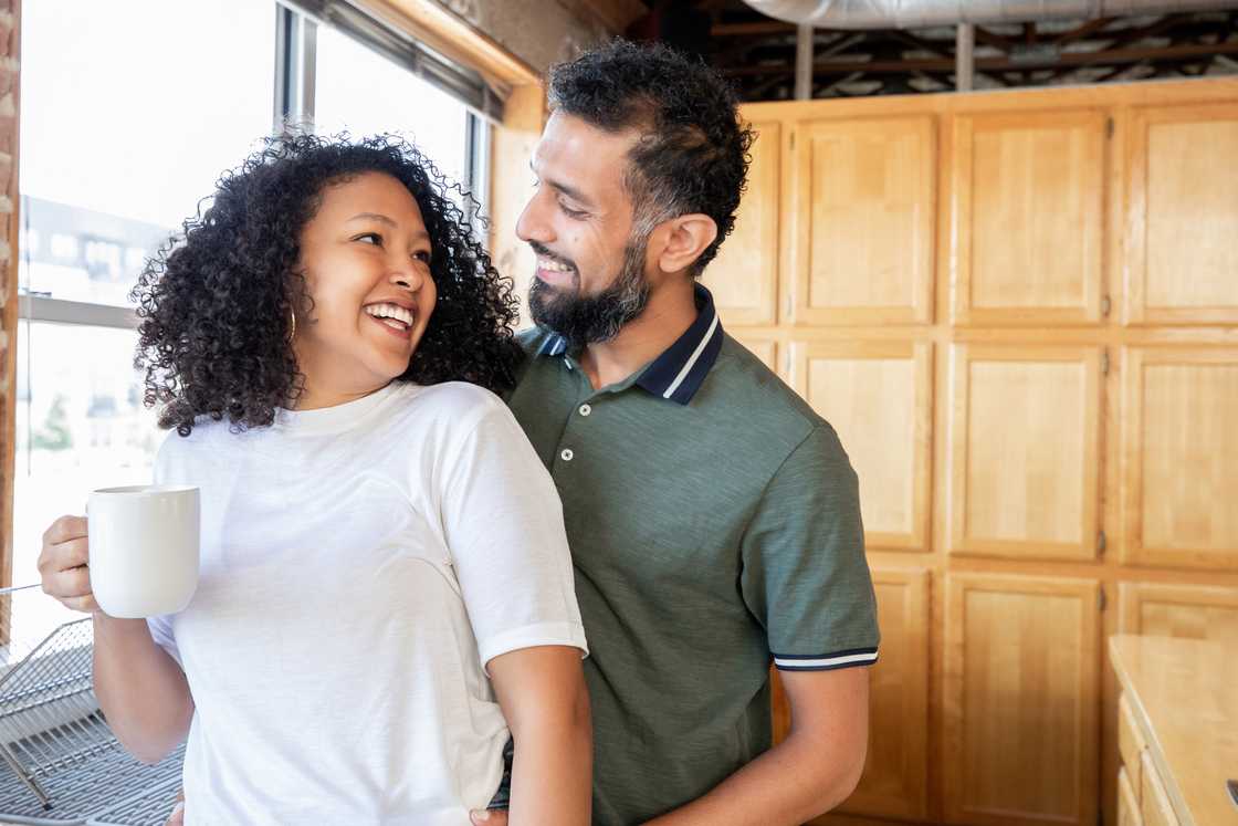 A happy couple in the kitchen
