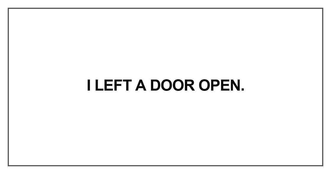I left a door open I left a door open