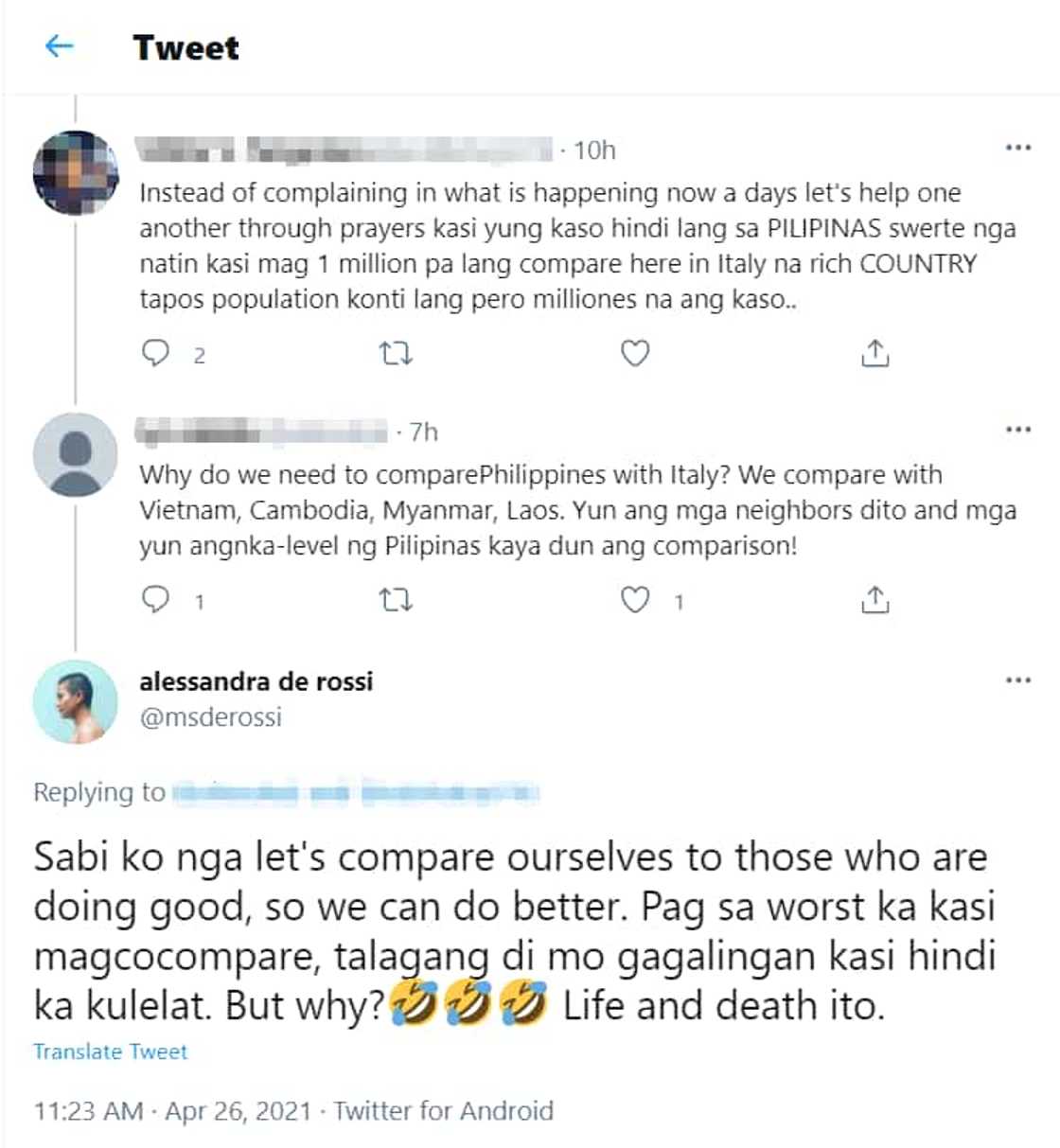 Alessandra De Rossi answers netizens who berated her for comparing the Philippines to other rich countries Alessandra De Rossi answers netizens who berated her for comparing the Philippines to other rich countries