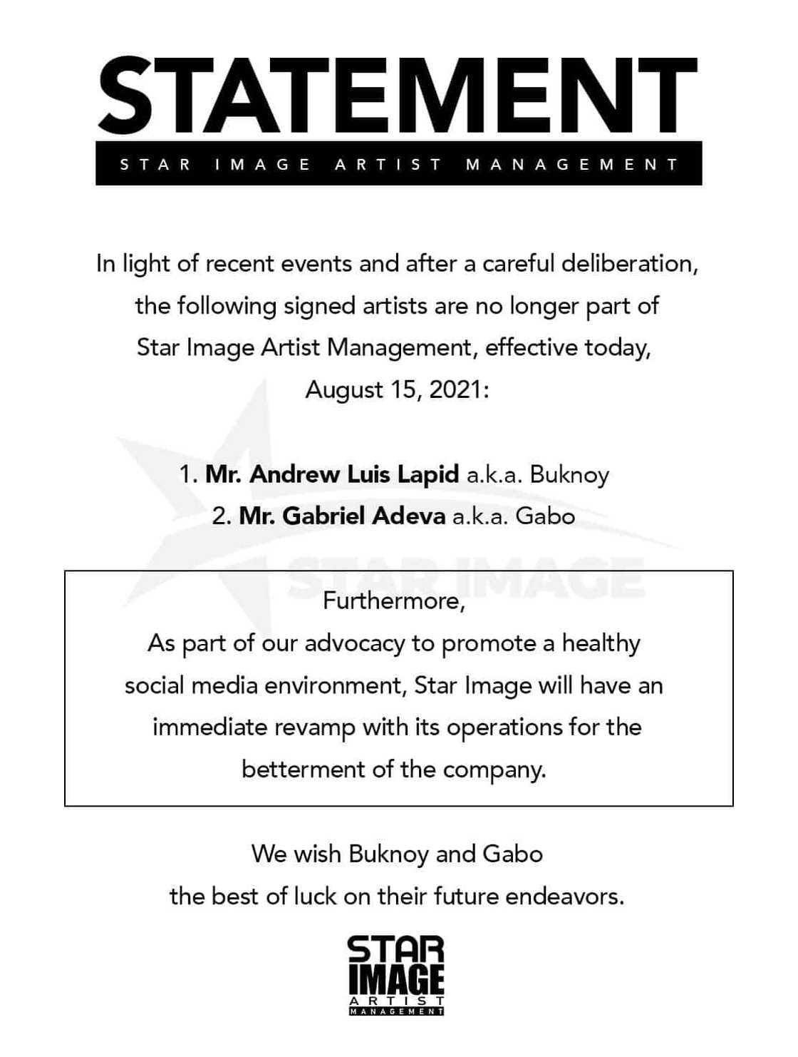 Buknoy Glamurrr at Gabo, hindi na parte ng Star Image Artist Management Buknoy Glamurrr at Gabo, hindi na parte ng Star Image Artist Management