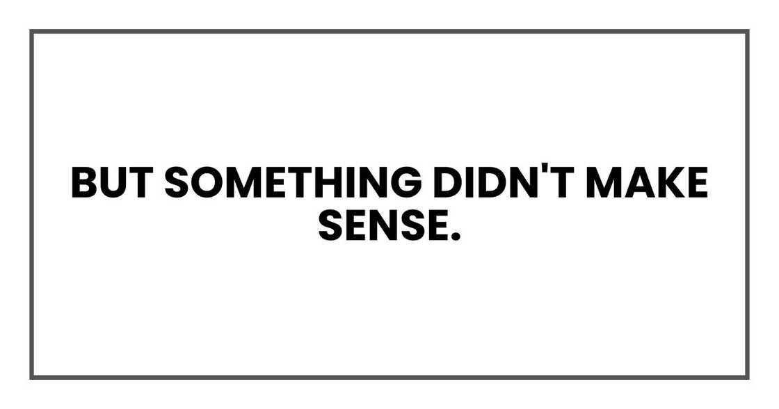 But something didn't make sense.
