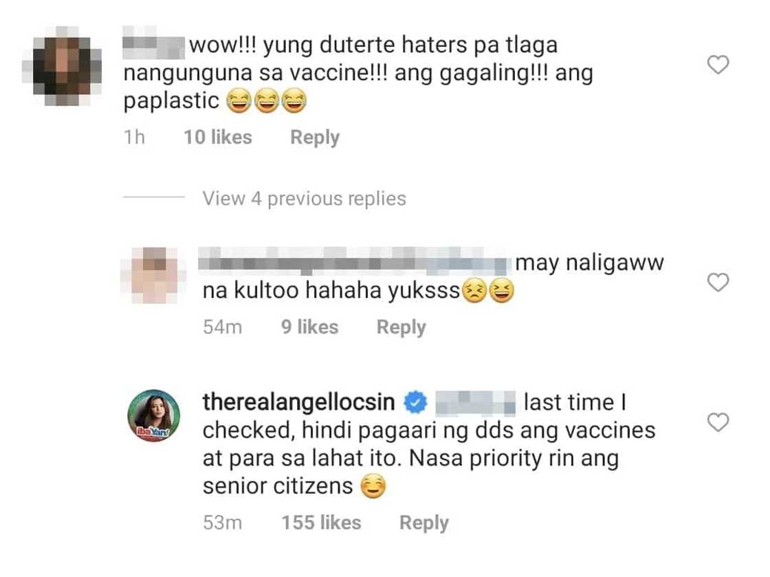 Angel Locsin, sinupalpal ang basher na namuna sa pagbabakuna ng magulang niya