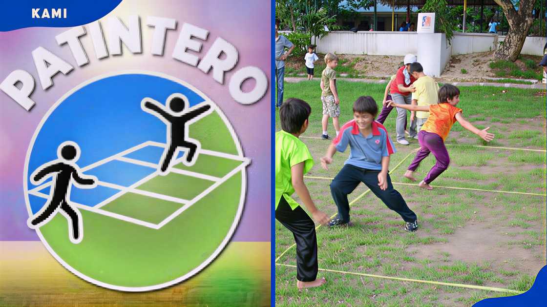Children playing patintero in Philippines Children playing patintero in Philippines