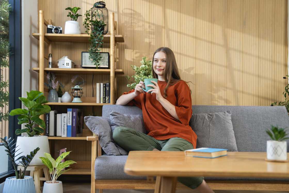 A lady is in a beautiful home