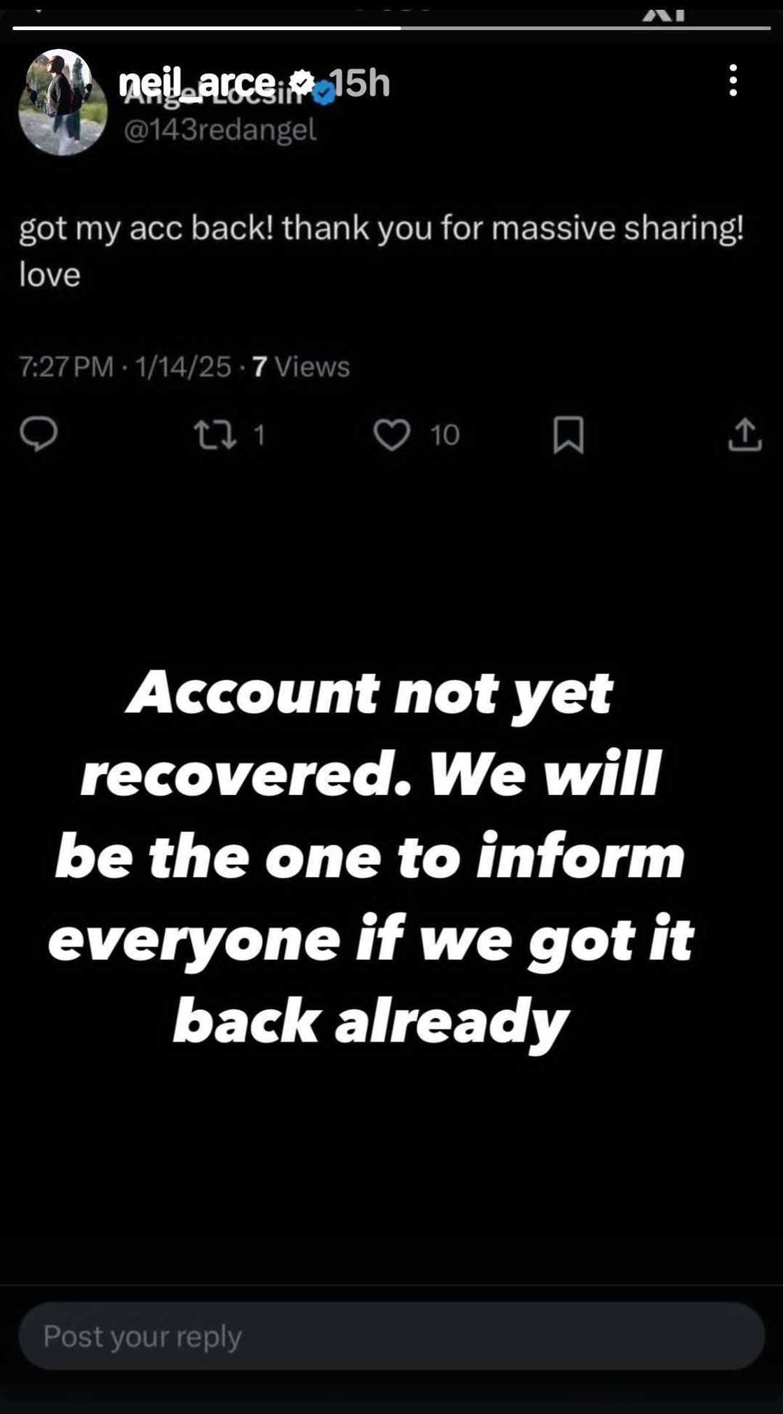 Neil Arce, nilinaw na hindi pa nare-recover ang X account ni Angel Locsin Neil Arce, nilinaw na hindi pa nare-recover ang X account ni Angel Locsin