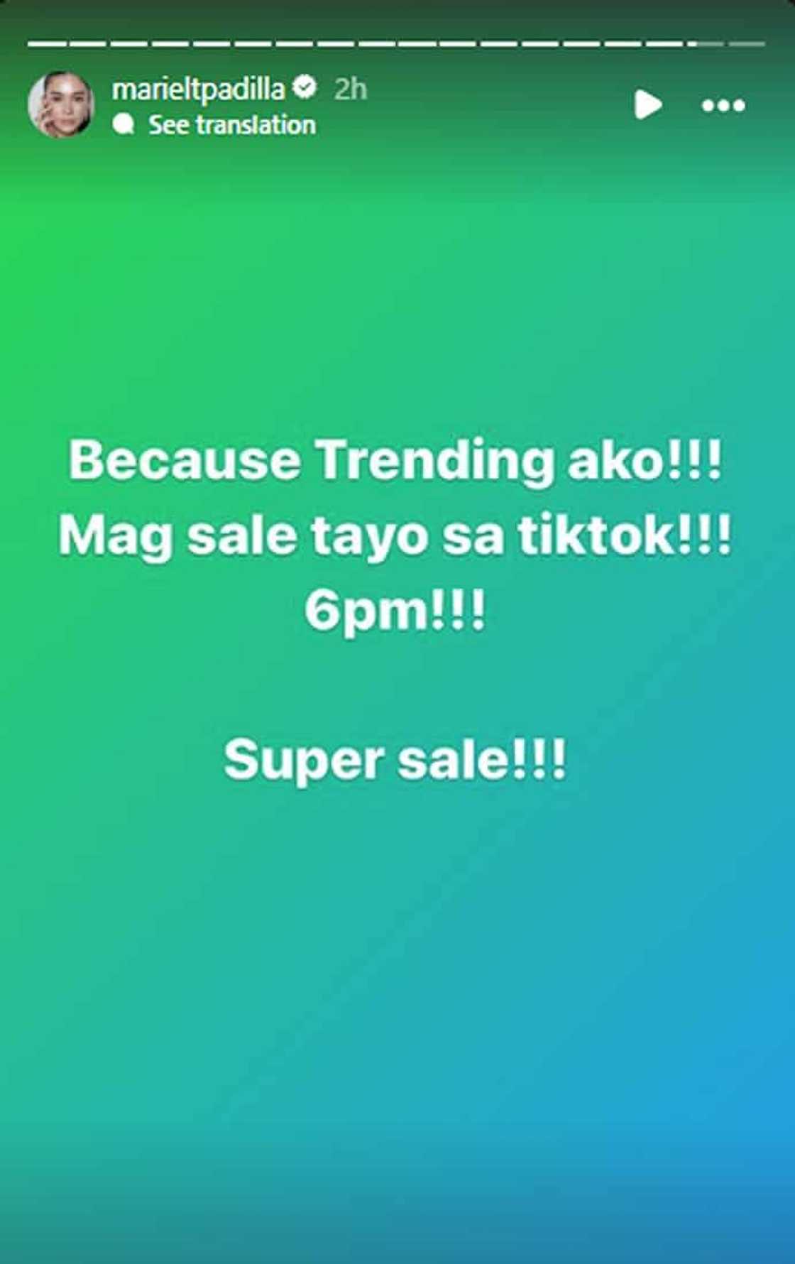 Mariel Padilla: "Because trending ako mag-sale tayo sa TikTok" Mariel Padilla: "Because trending ako mag-sale tayo sa TikTok"