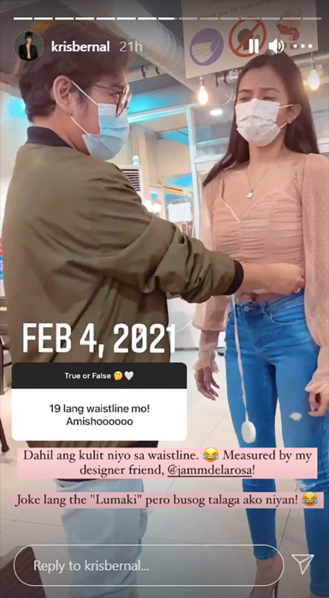 Kris Bernal answers netizen asking if she has a 19-inch waistline: "kulit niyo sa waistline" Kris Bernal answers netizen asking if she has a 19-inch waistline: "kulit niyo sa waistline"
