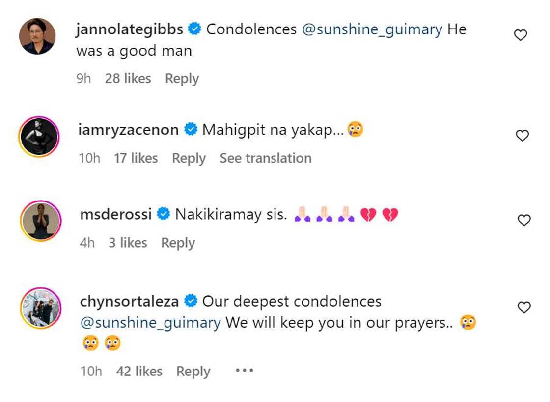 Celebrities, nakikiramay kay Sunshine Guimary na namatayan ng asawa