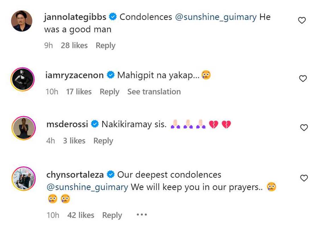 Celebrities, nakikiramay kay Sunshine Guimary na namatayan ng asawa Celebrities, nakikiramay kay Sunshine Guimary na namatayan ng asawa