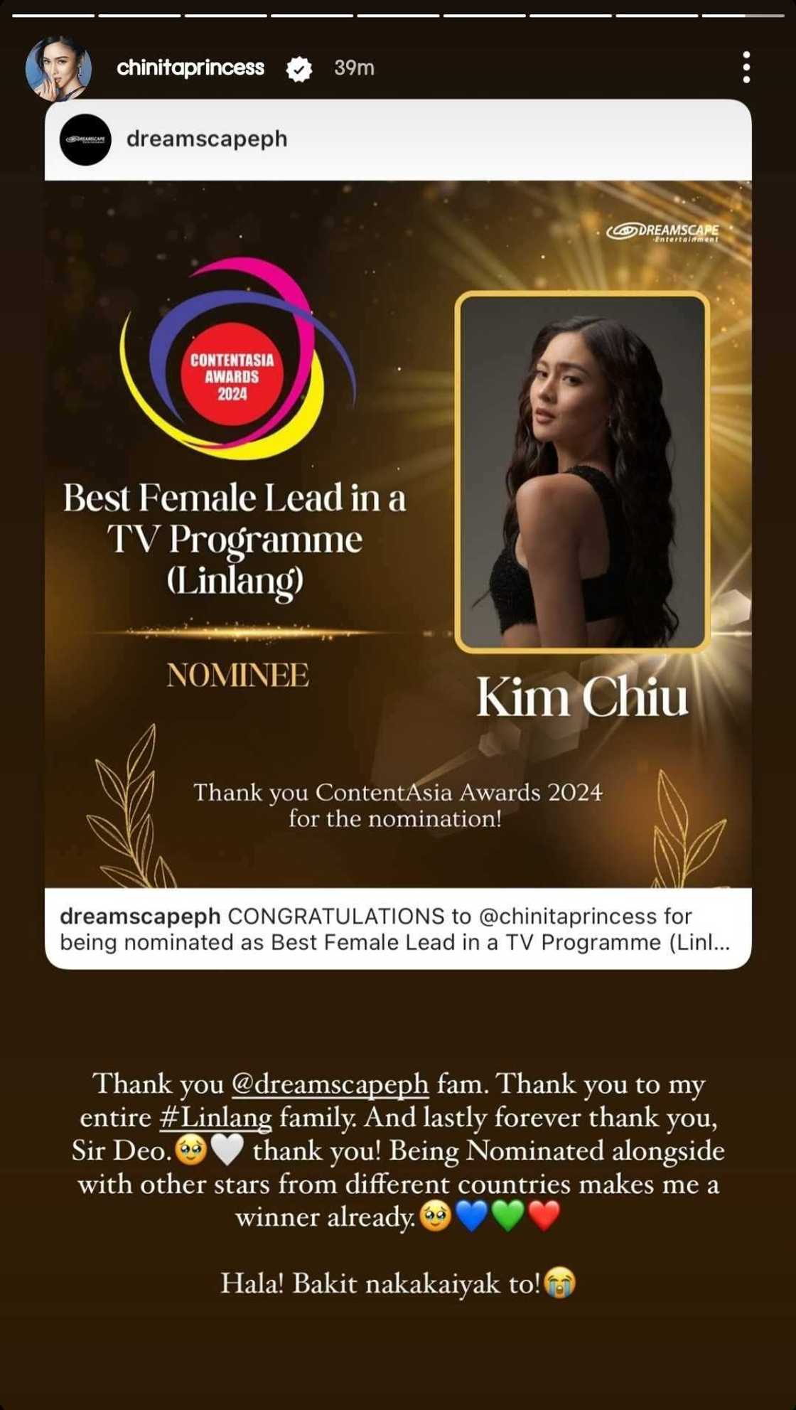 Kim Chiu, emosyonal sa kanyang nomination sa ContentAsia Awards 2024