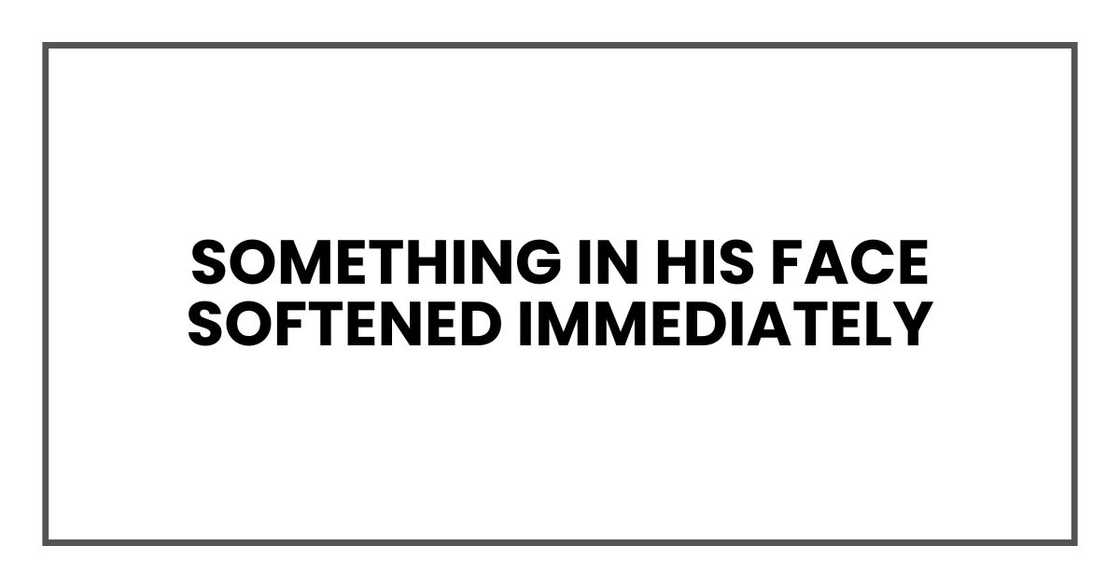 Something in his face softened immediately Something in his face softened immediately
