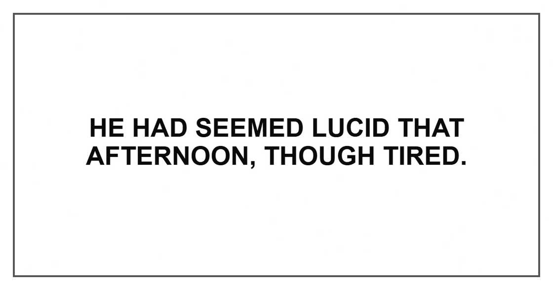 He had seemed lucid that afternoon, though tired.