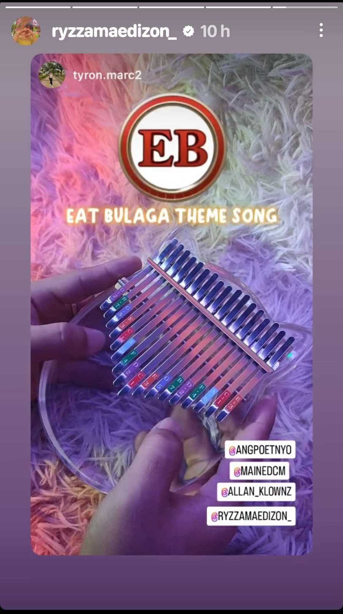 Pauleen Luna, Ryzza Mae Dizon, nag-share ng video ng 'Eat Bulaga' theme song cover ng isang kalimba player Pauleen Luna, Ryzza Mae Dizon, nag-share ng video ng 'Eat Bulaga' theme song cover ng isang kalimba player
