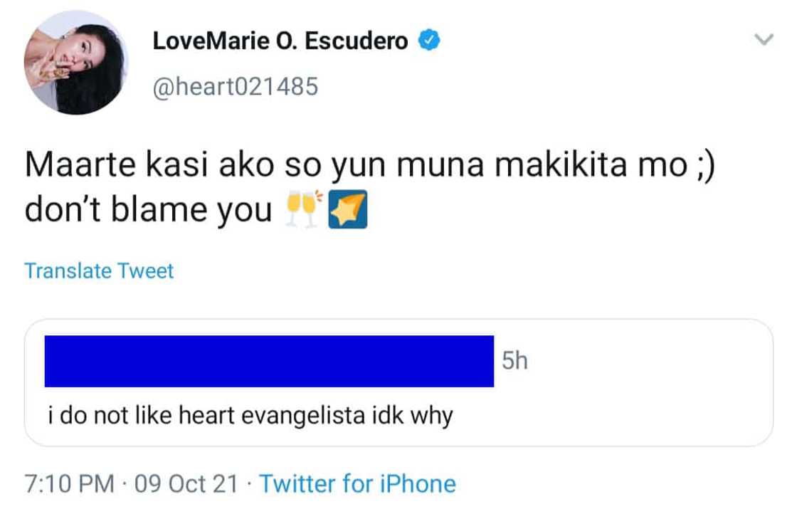 Heart Evanglista, sagot sa socmed user na nagsabing di nya gusto ang aktres, usap-usapan: “Maarte kasi ako”