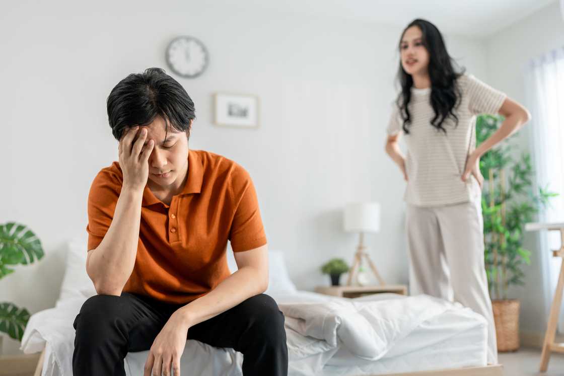 A couple is arguing A couple is arguing