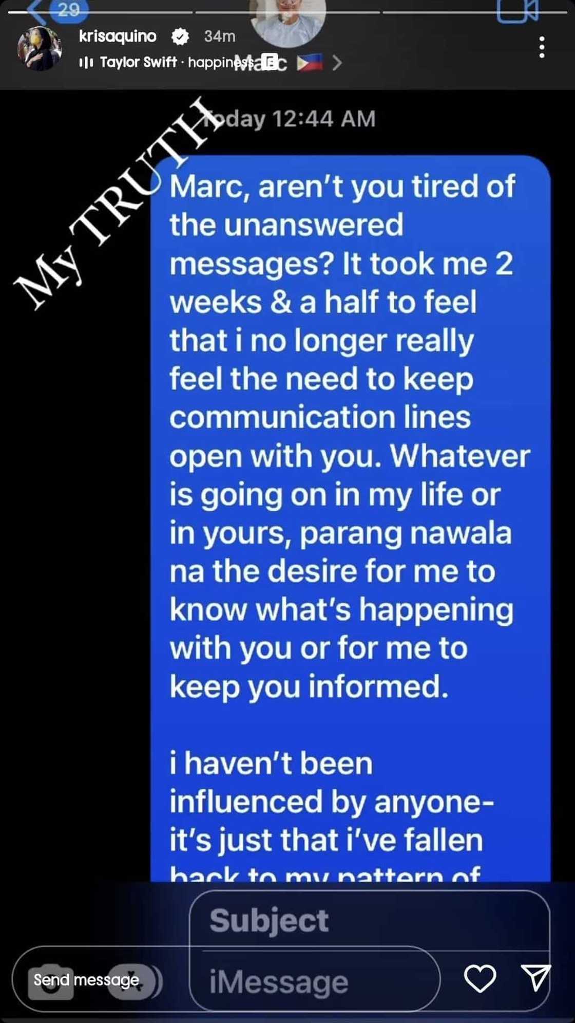 Text convo nina VG Mark Leviste at Kris Aquino, ipinasilip ng huli Text convo nina VG Mark Leviste at Kris Aquino, ipinasilip ng huli